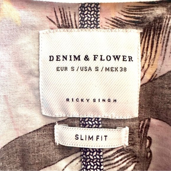 Denim & Flowers Hawaiian Button Up Shirt – Men’s Casual Summer Top - Picture 3 of 3